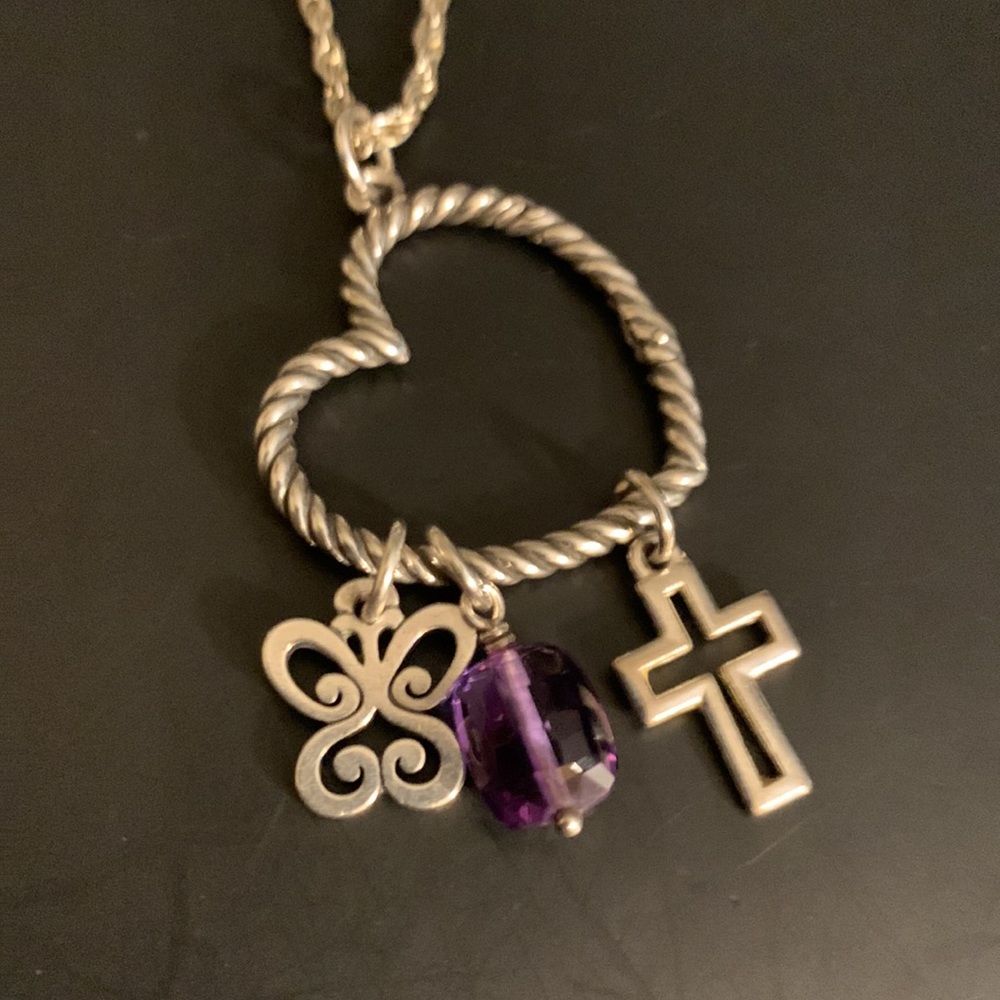 James Avery Heart Charm Holder Necklace with Charms